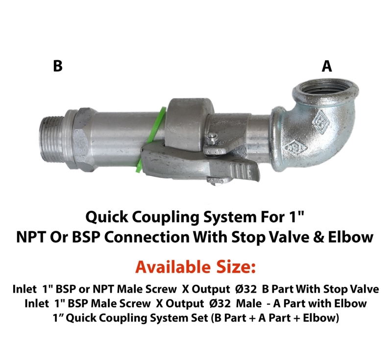 Obrázek  Quick Coupling System for 1" Connection With Stop Valve & Elbow                                   
