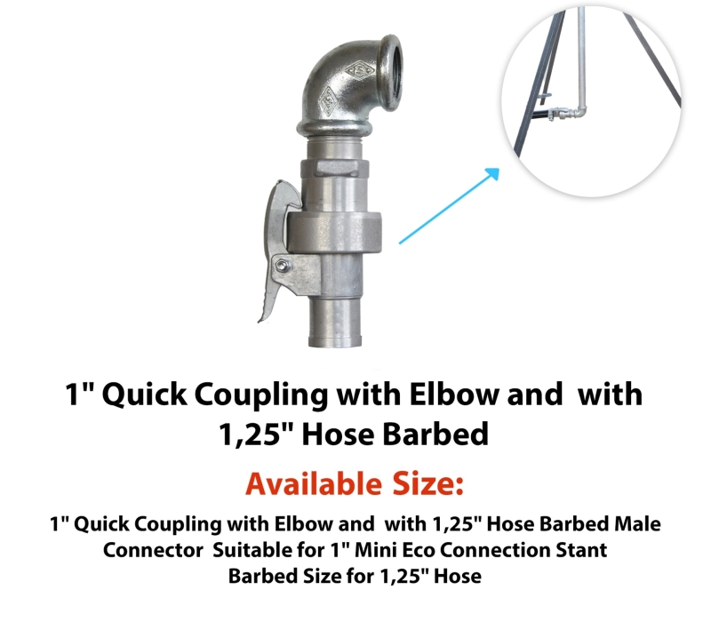 Obrázek 1" Quick Coupling with Elbow and with 1,25" Hose Barbed
