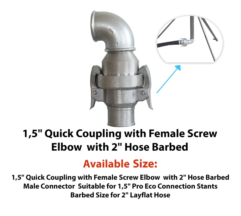 Kép a 1.5" Quick Coupling with Elbow and with 2" Hose Barbed
